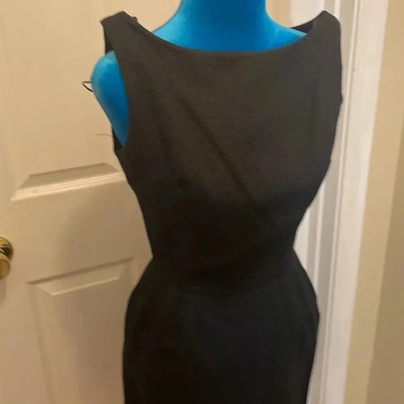 EUC Vintage Zip Up Black Dress with Removable Striped Blouse - Picture 9 of 11